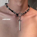 Sword Pendant Choker Necklace