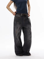 Distressed Wide Leg Washed Denim Pants 3