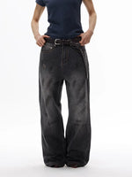 Distressed Wide Leg Washed Denim Pants 4