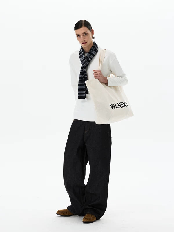 Retro Wide Leg Raw Denim Pants 5