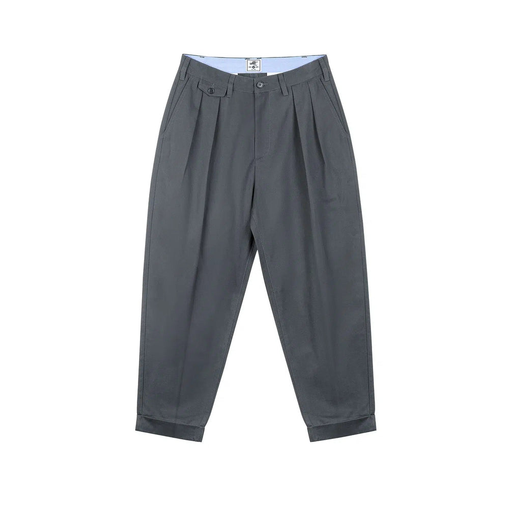 Tapered Double Pleat Wide Leg Pants