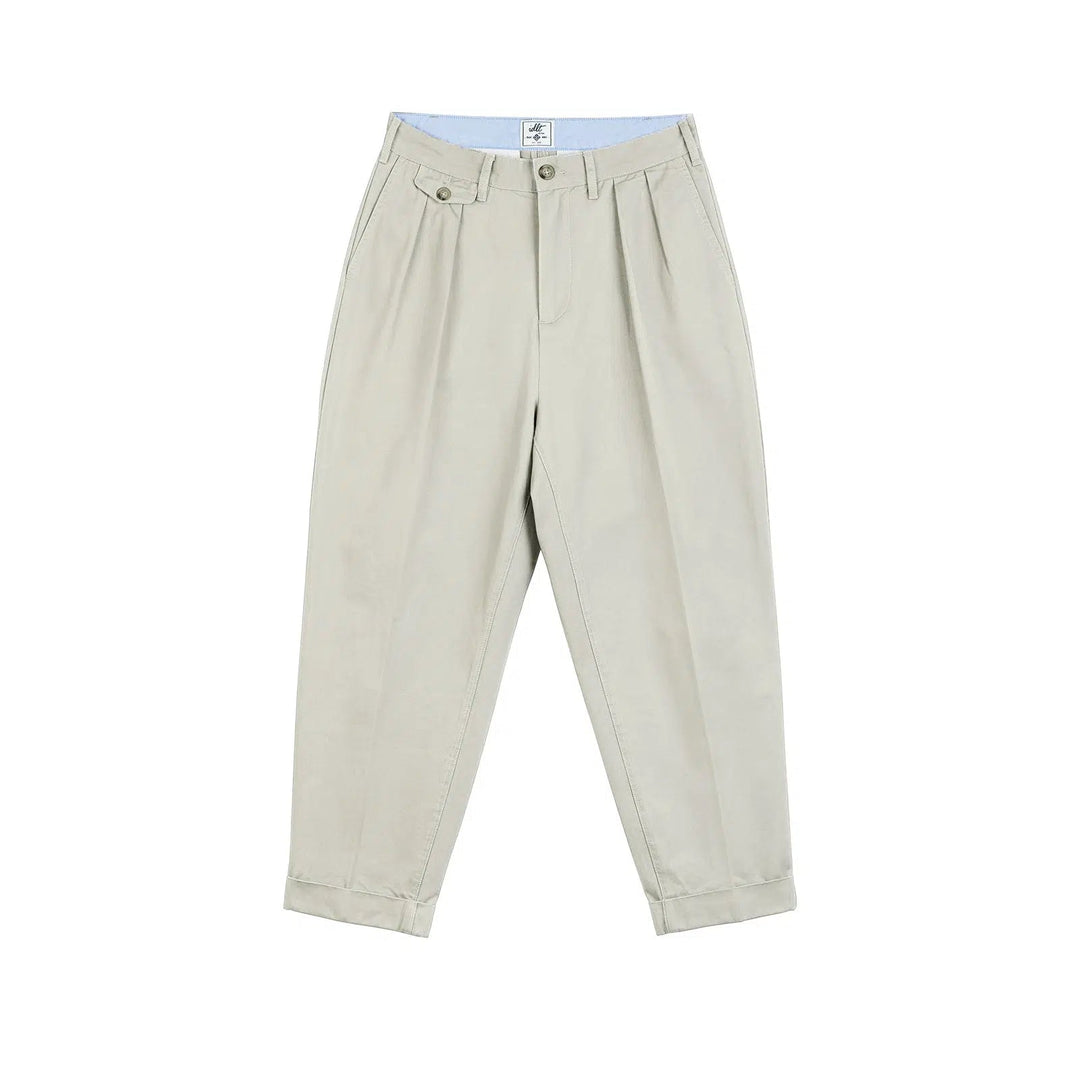 Tapered Double Pleat Wide Leg Pants