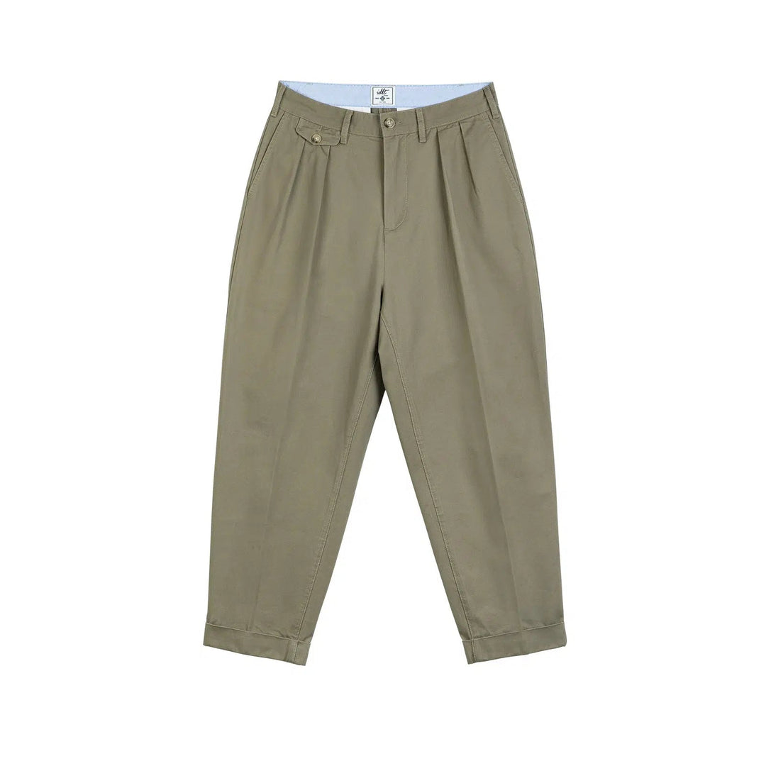 Tapered Double Pleat Wide Leg Pants