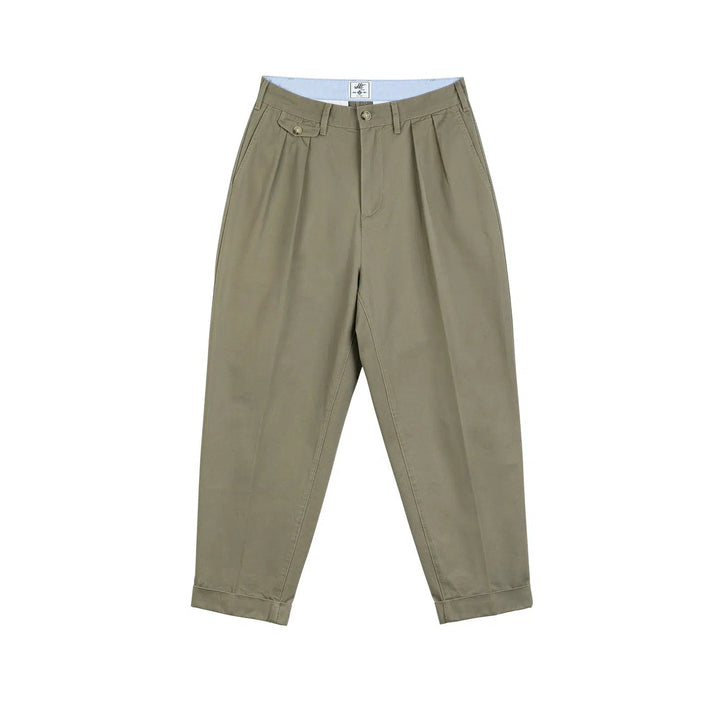 Tapered Double Pleat Wide Leg Pants