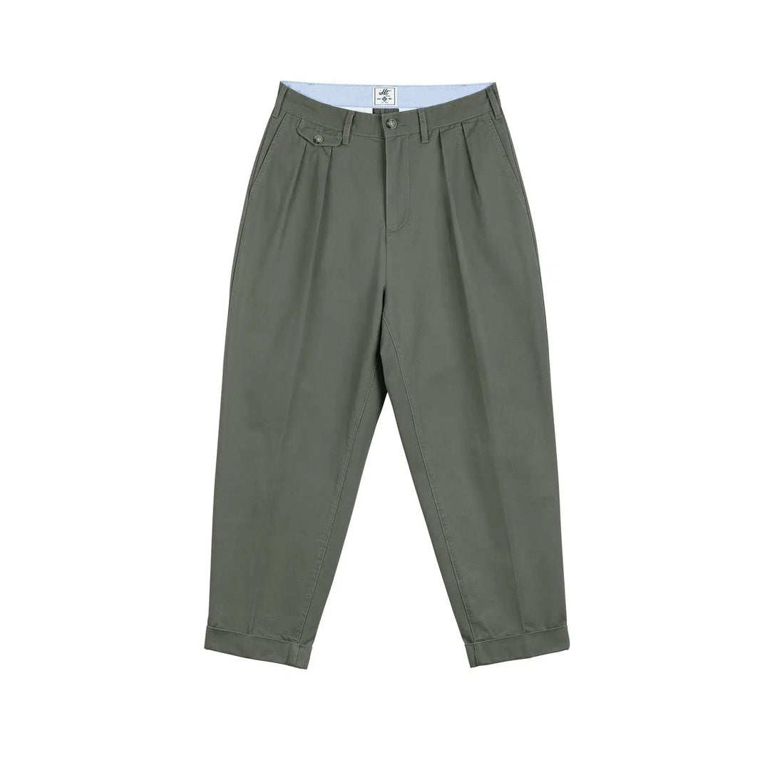 Tapered Double Pleat Wide Leg Pants