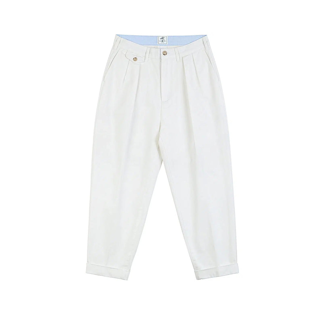 Tapered Double Pleat Wide Leg Pants