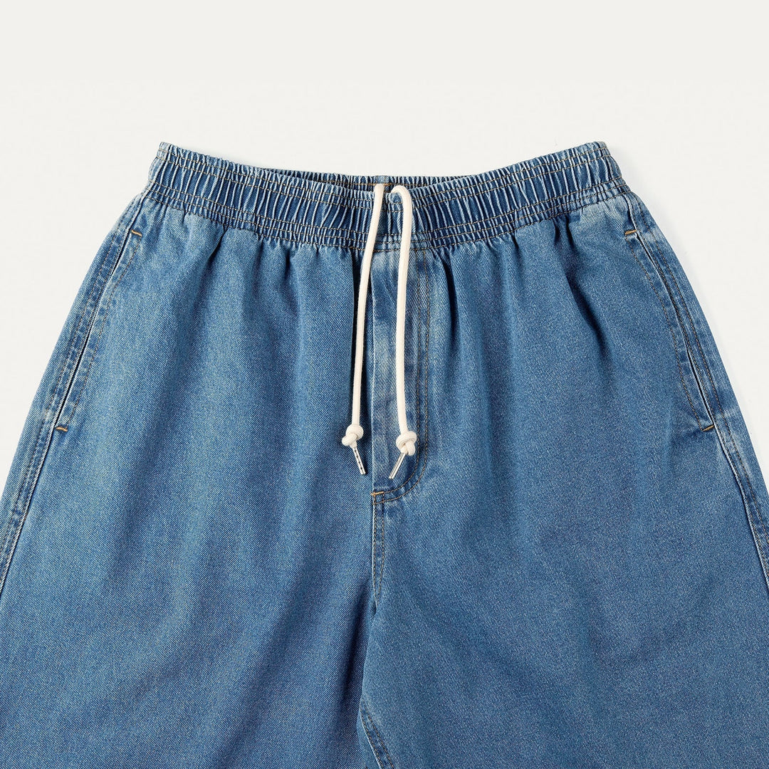 Tapered Drawstring Elastic Waist Jeans