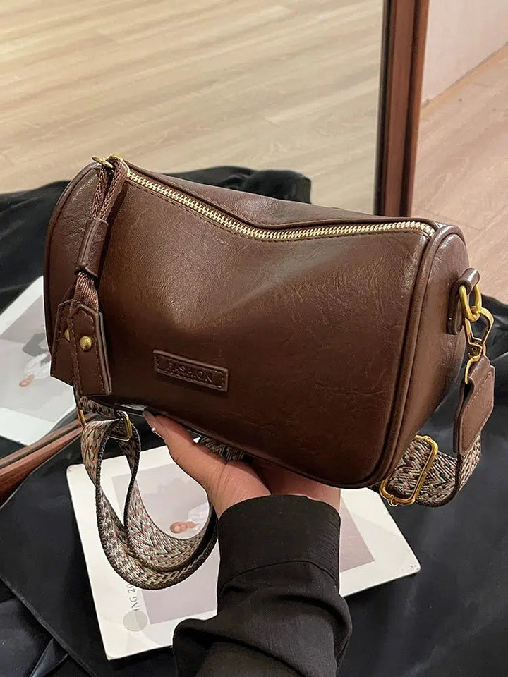 Tassel Accent Leather Shoulder Bag
