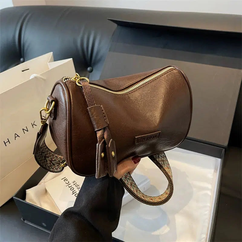 Tassel Accent Leather Shoulder Bag