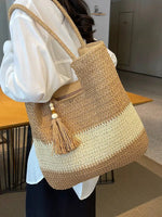 Tassel Decor Handwoven Straw Tote Bag