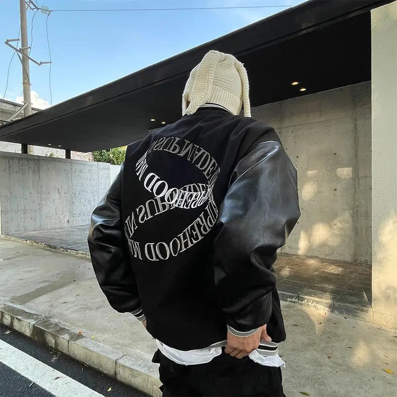 Text Print Baseball Jacket