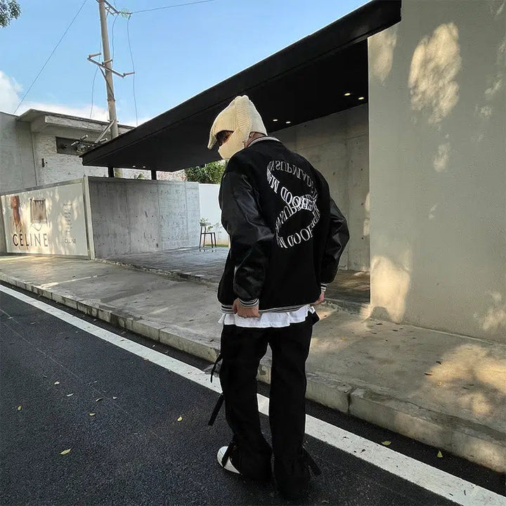 Text Print Baseball Jacket