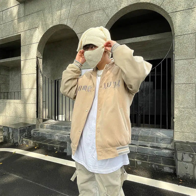 Text Print Baseball Jacket