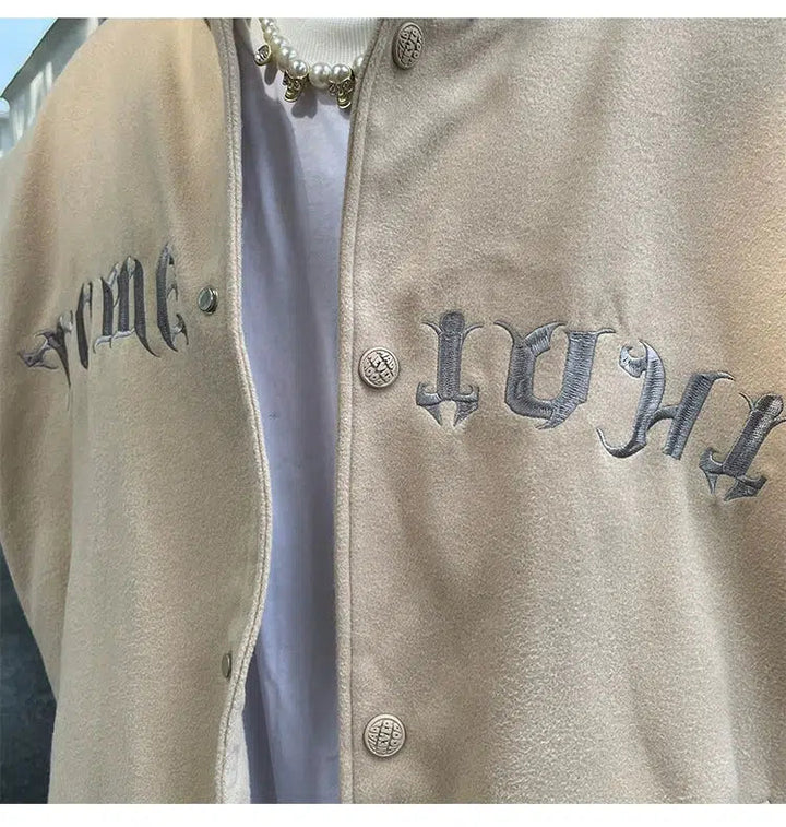 Text Print Baseball Jacket