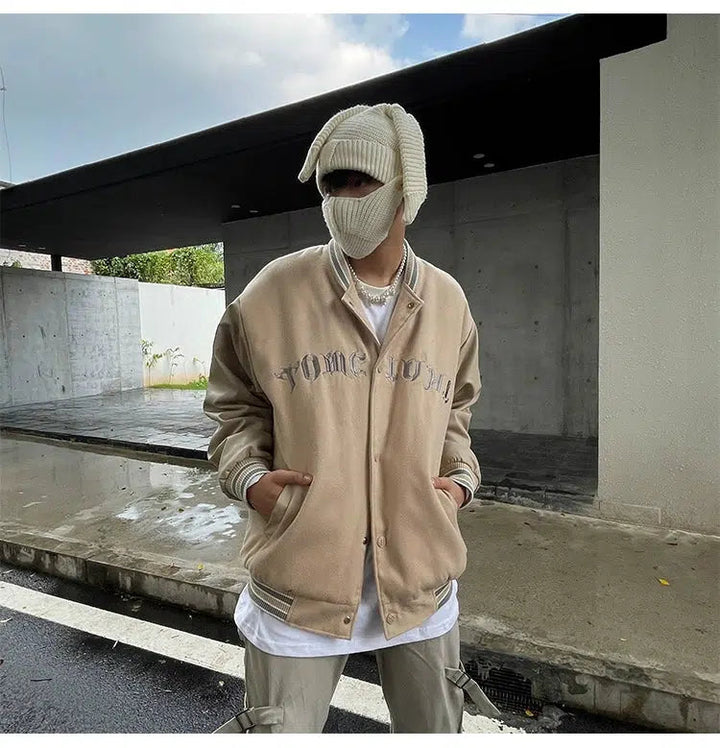 Text Print Baseball Jacket