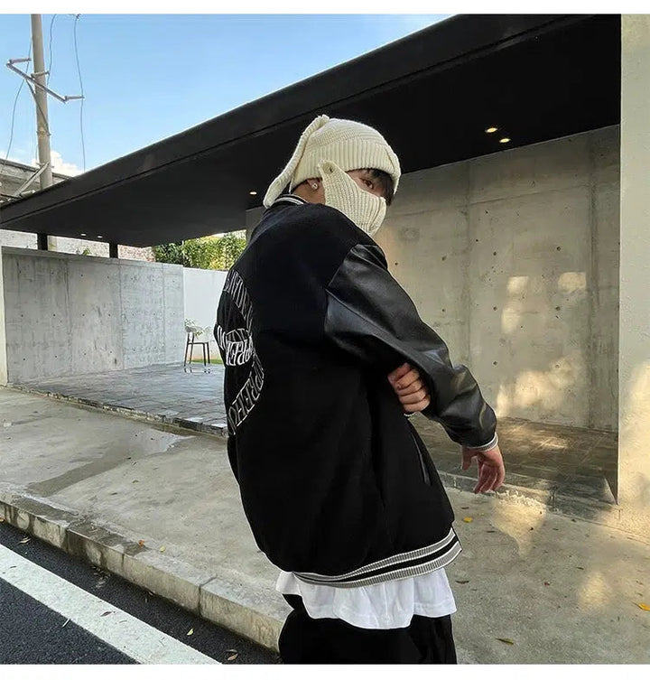 Text Print Baseball Jacket