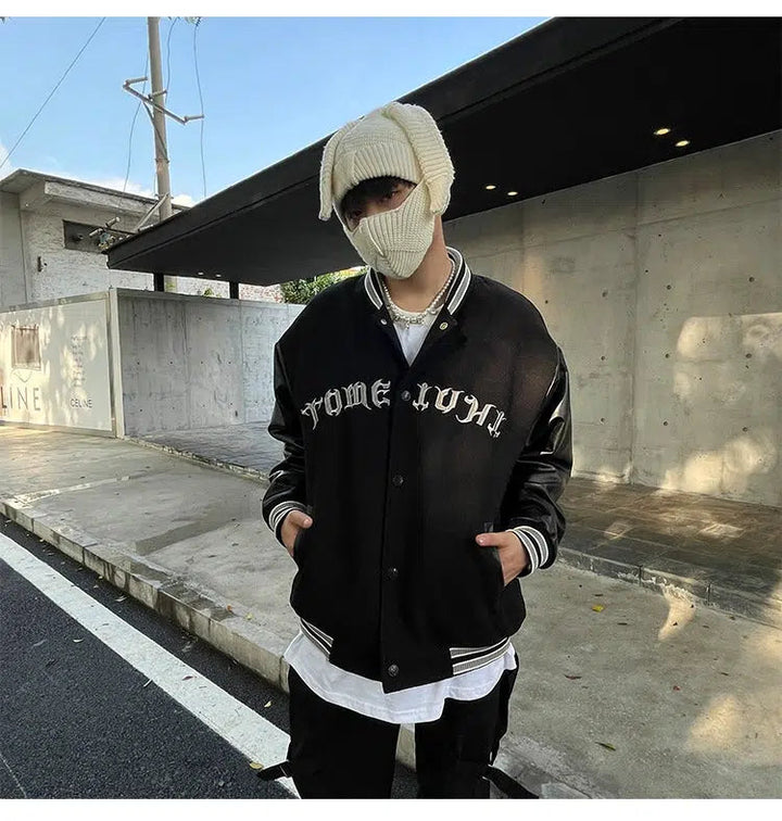 Text Print Baseball Jacket