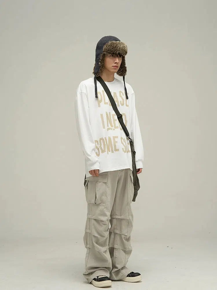 Text Print Crew Neck Sweatshirt