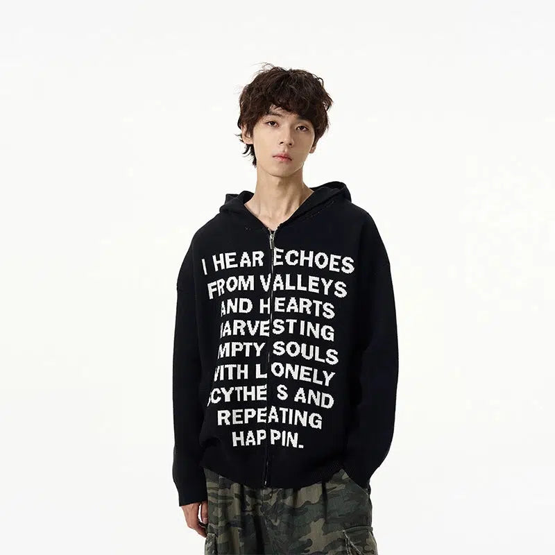 Text Print Hooded Sweater