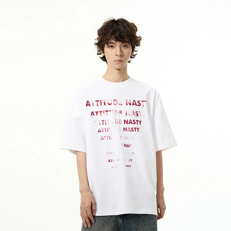 Text Printed Short Sleeve T-shirt