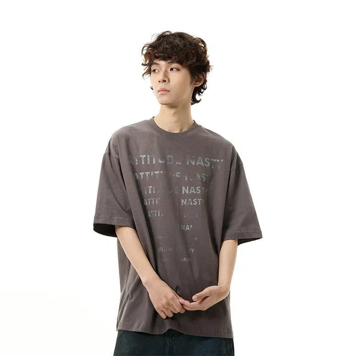 Text Printed Short Sleeve T-shirt