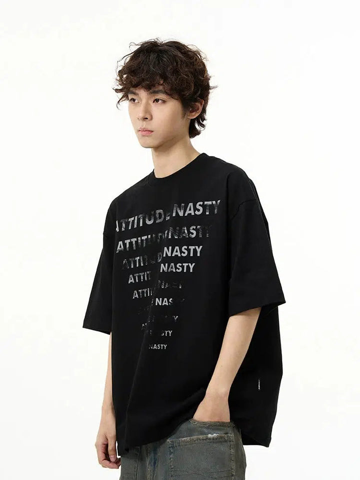 Text Printed Short Sleeve T-shirt