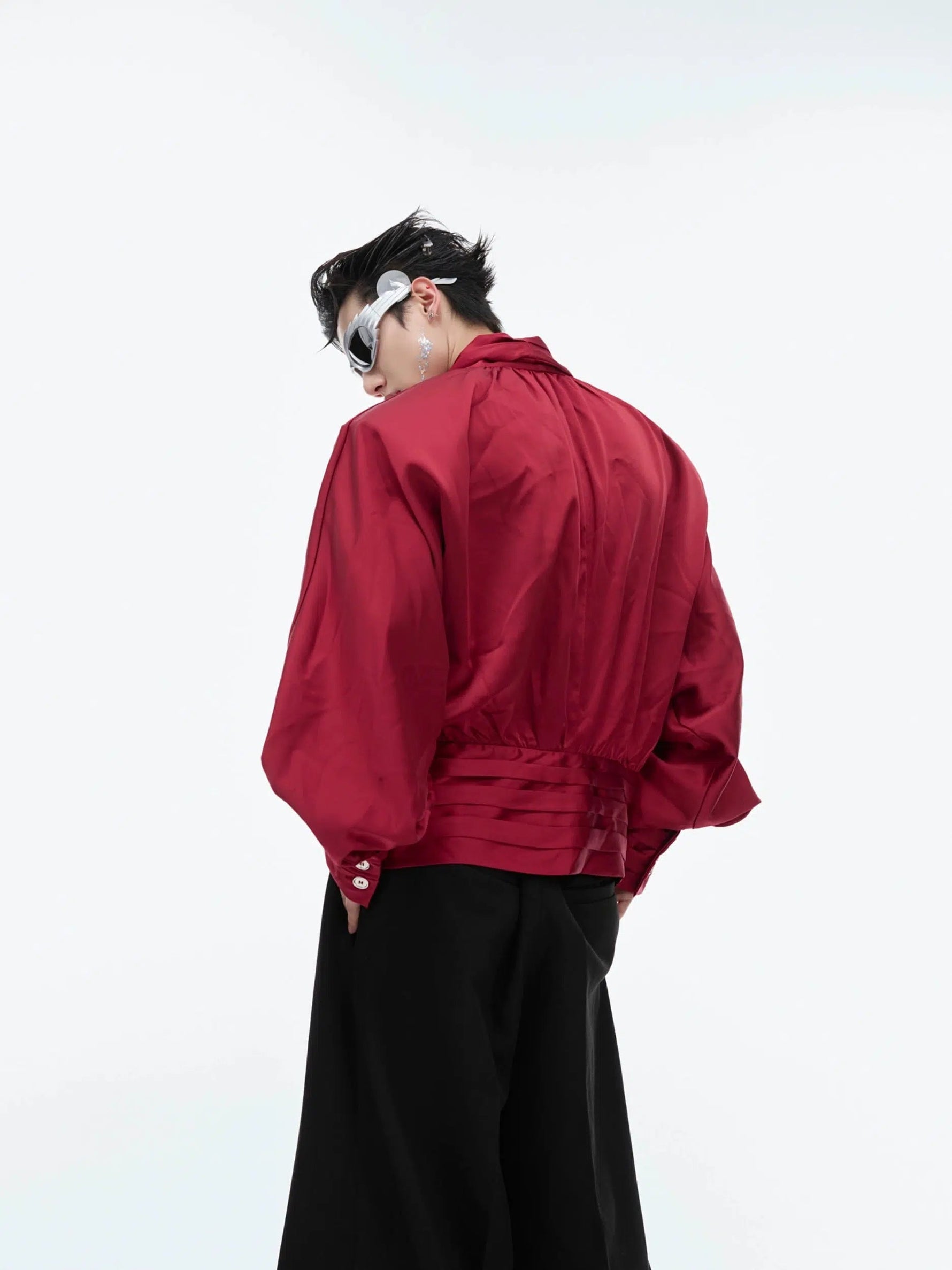 Texture V-neck Loose Cardigan Shirt