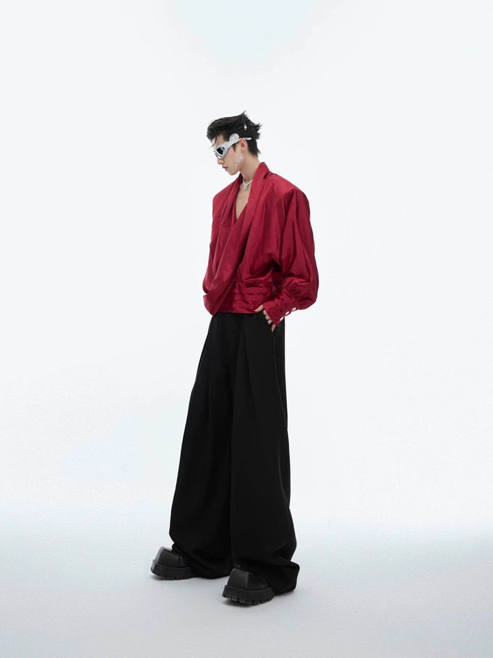Texture V-neck Loose Cardigan Shirt