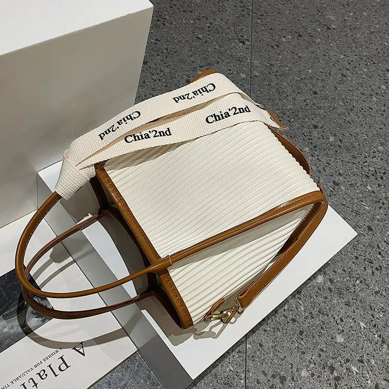 Textured Bucket Shaped Handbag