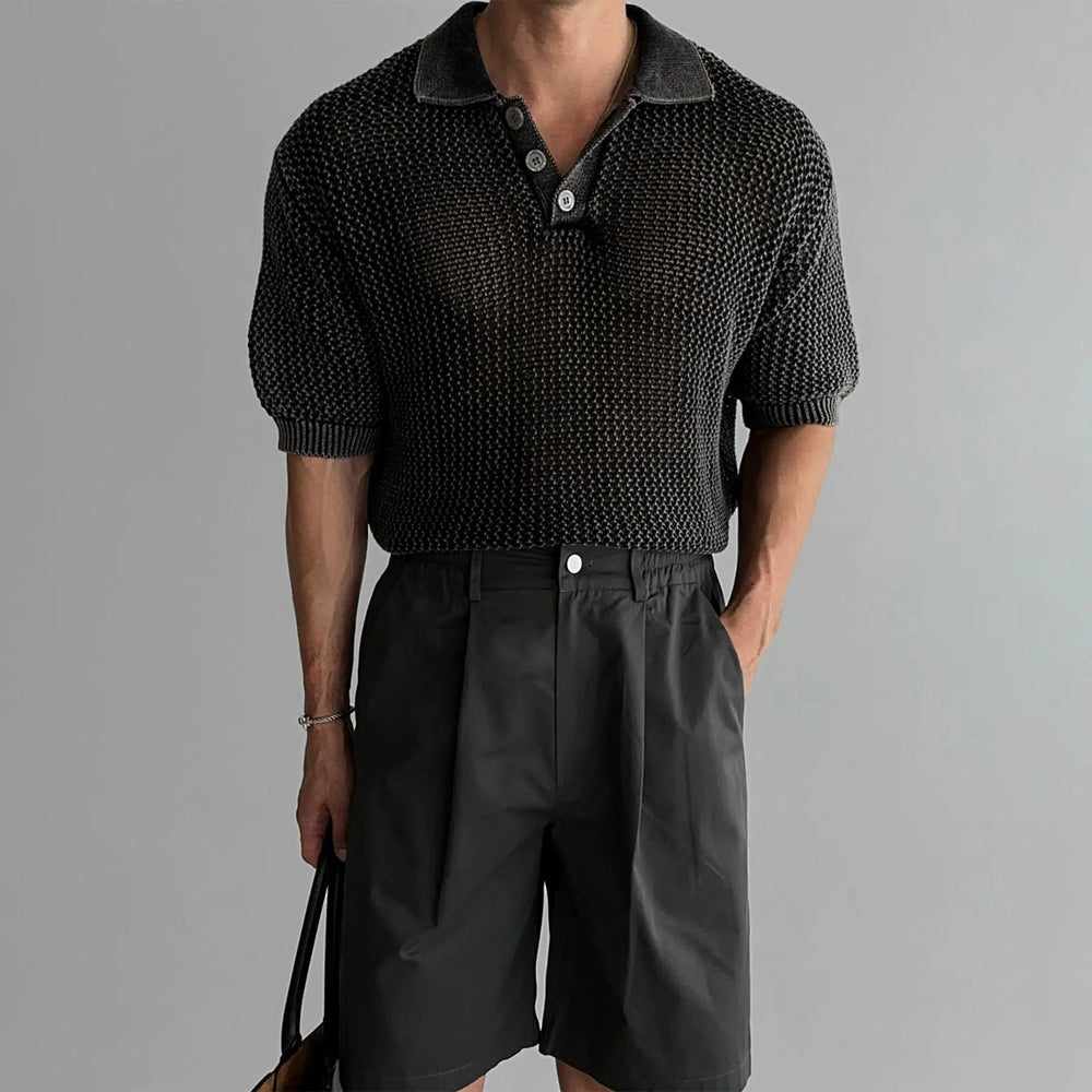 Textured Knit Polo Shirt