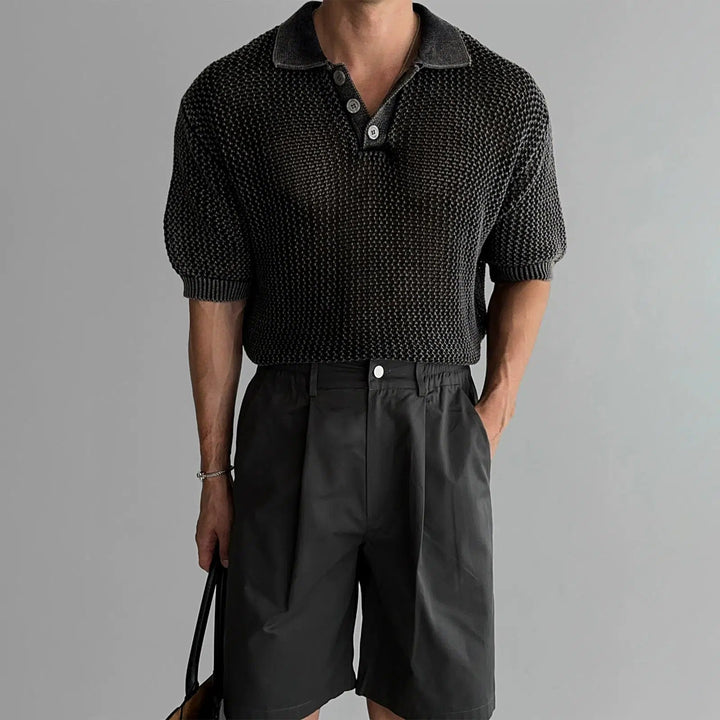 Textured Knit Polo Shirt