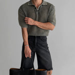 Textured Knit Polo Shirt