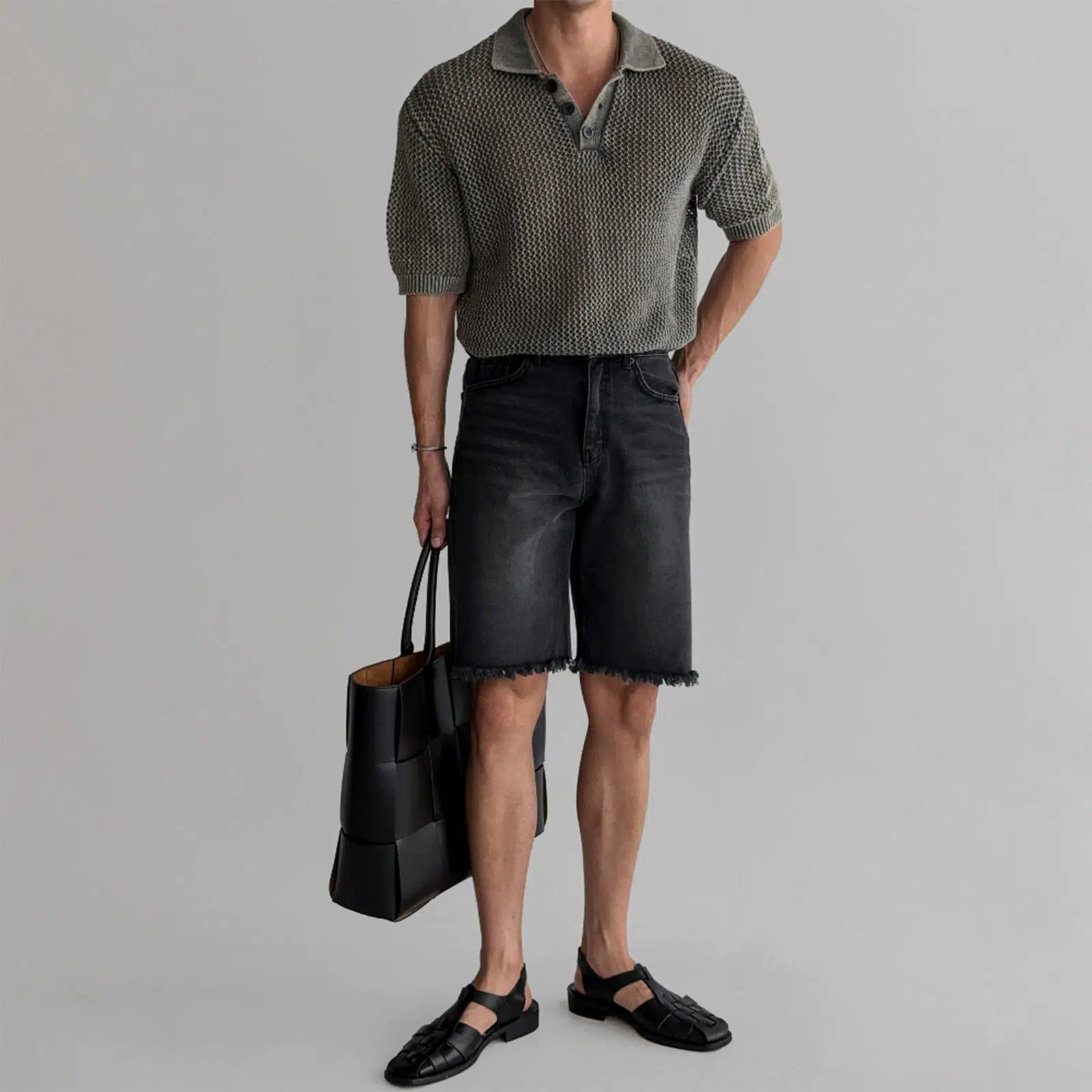 Textured Knit Polo Shirt