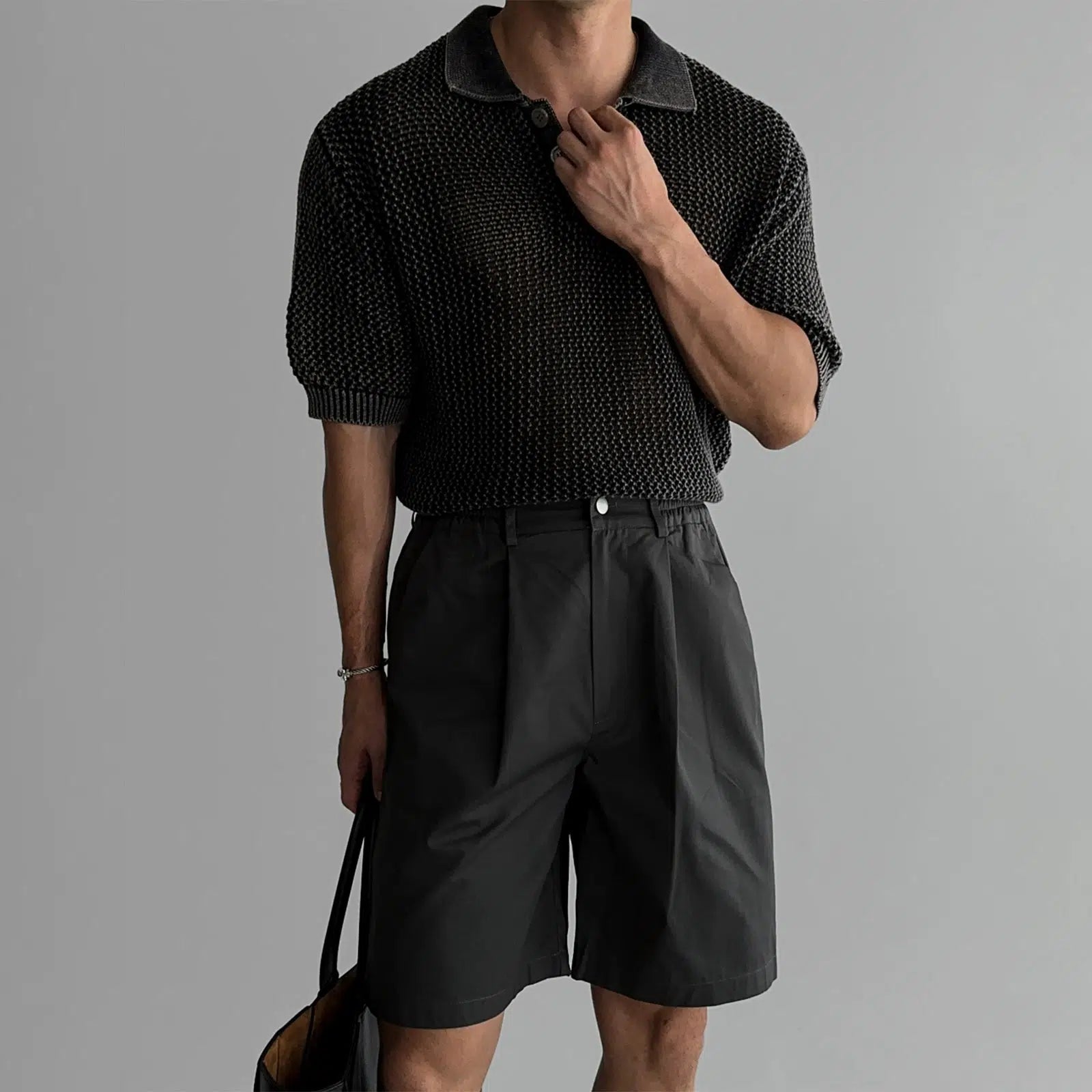 Textured Knit Polo Shirt