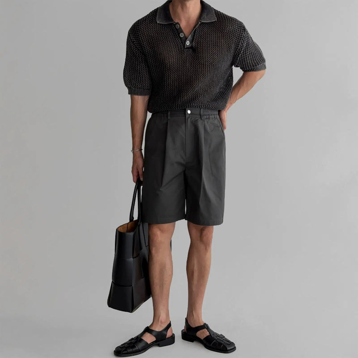 Textured Knit Polo Shirt