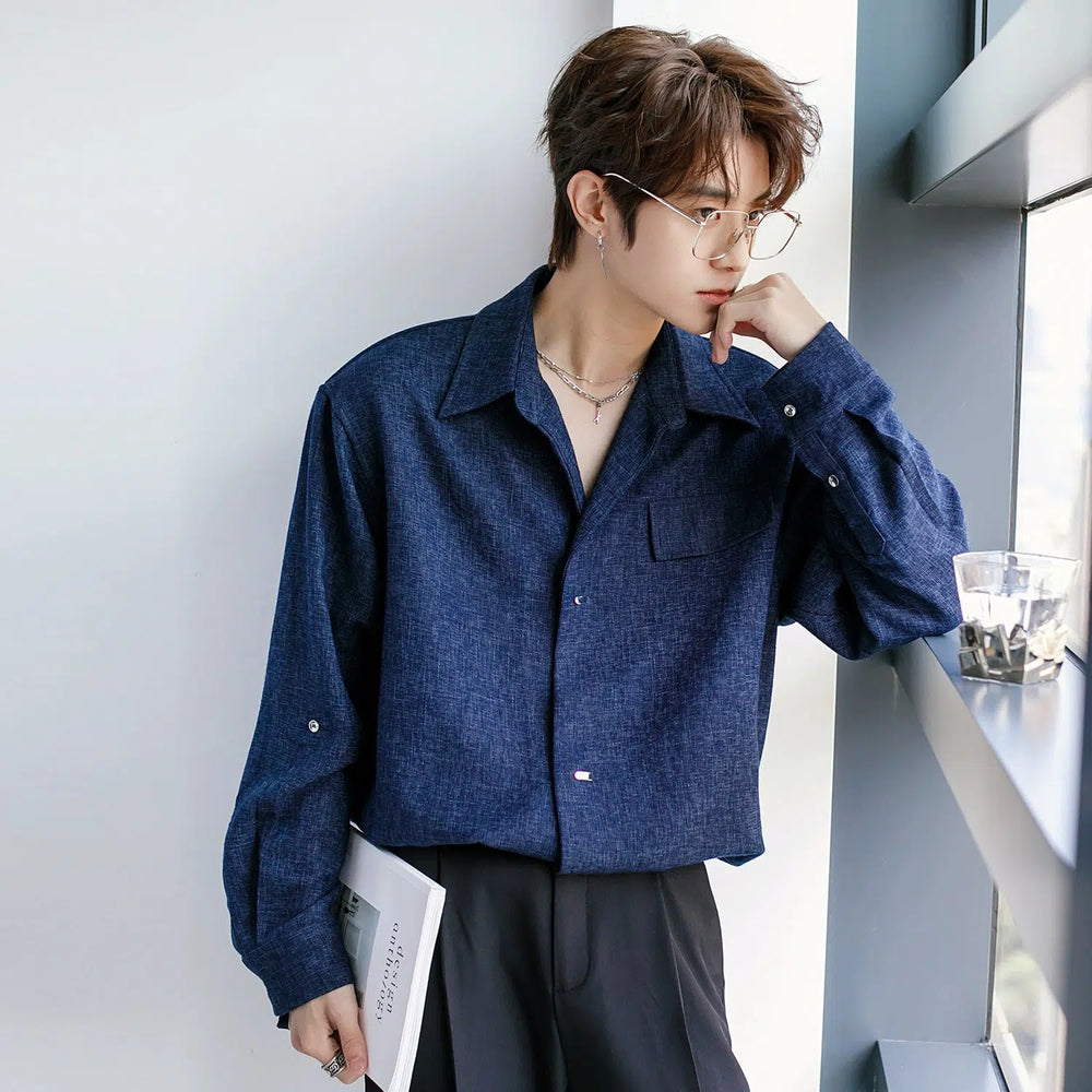 Textured Long Sleeve Button-Up Shirt