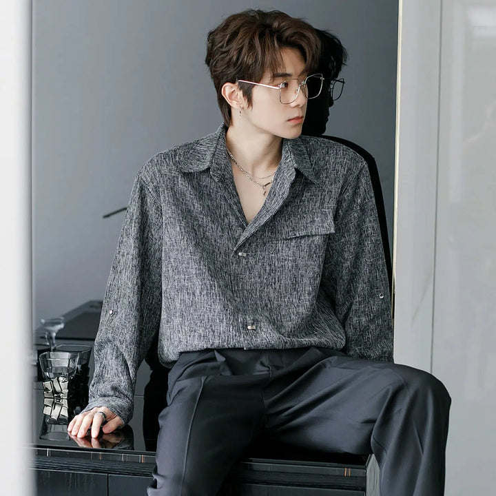Textured Long Sleeve Button-Up Shirt