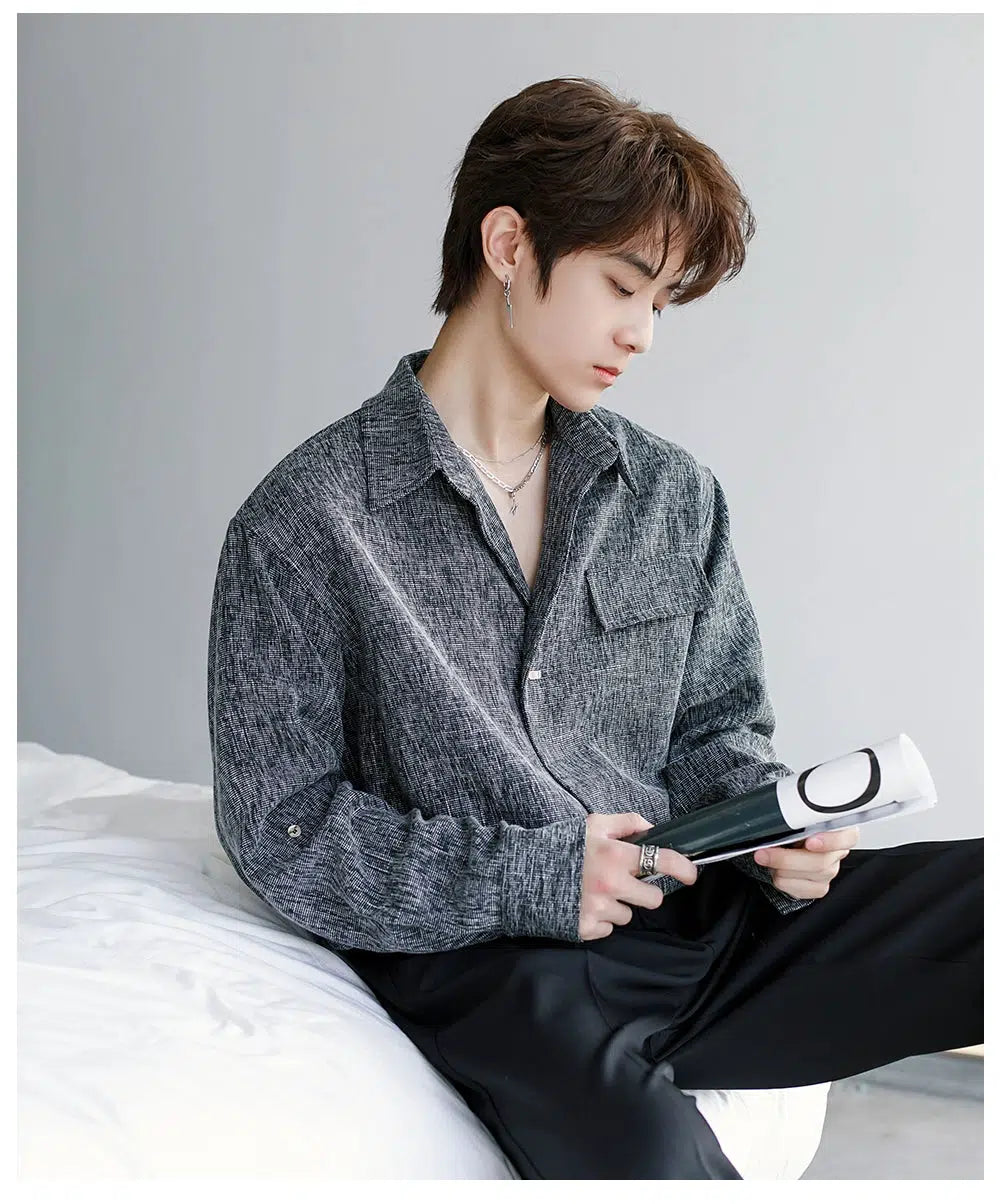 Textured Long Sleeve Button-Up Shirt