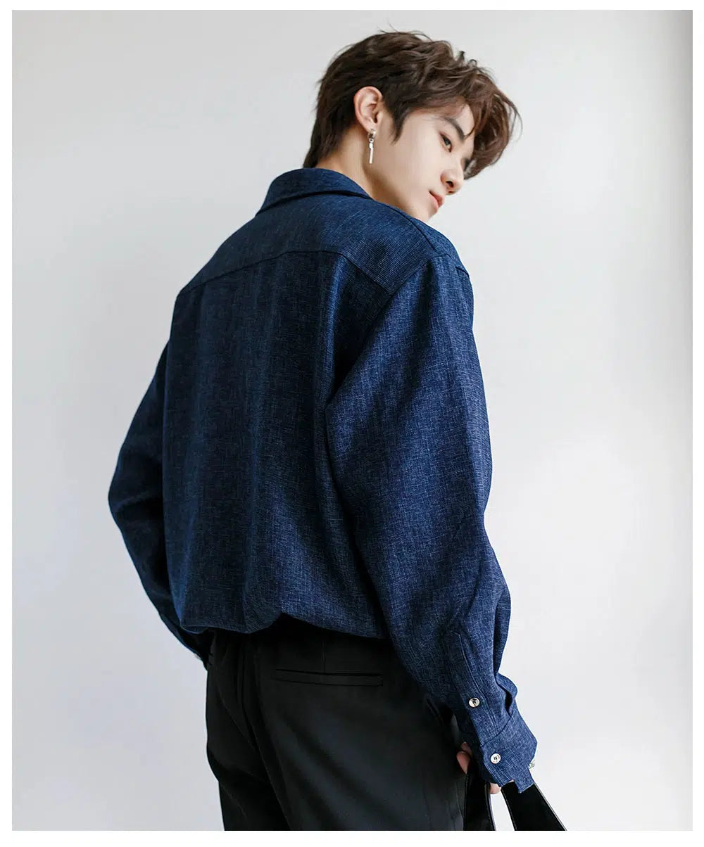 Textured Long Sleeve Button-Up Shirt