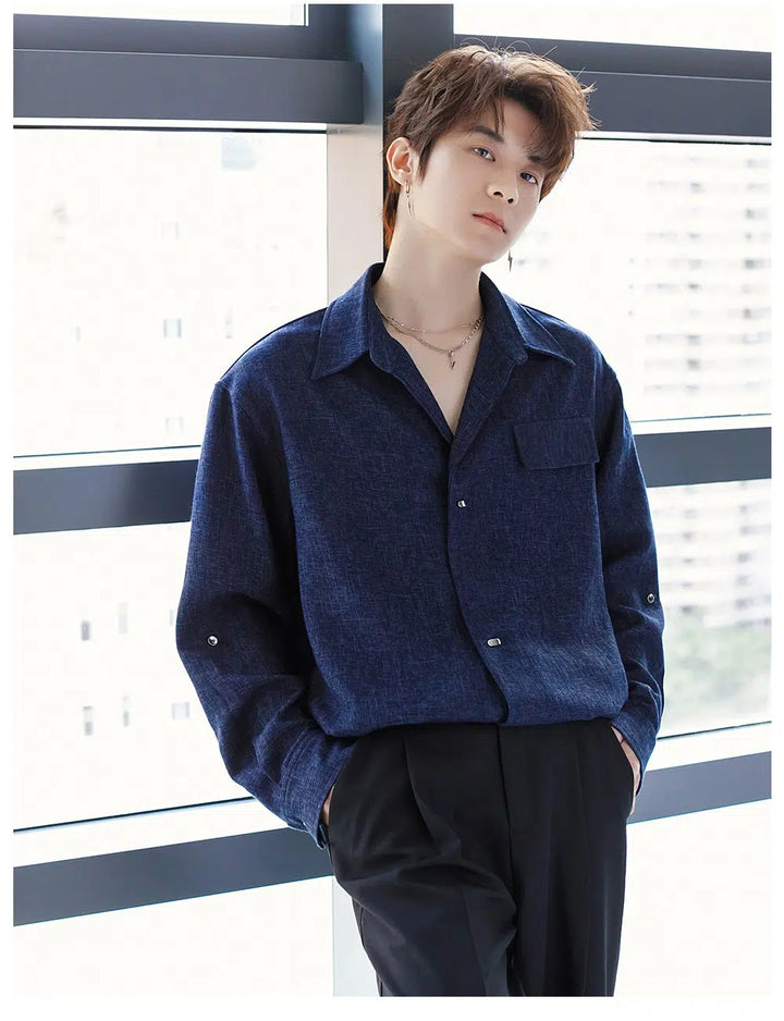 Textured Long Sleeve Button-Up Shirt
