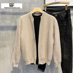 Thick Baseball Collar Knitwear Cardigan