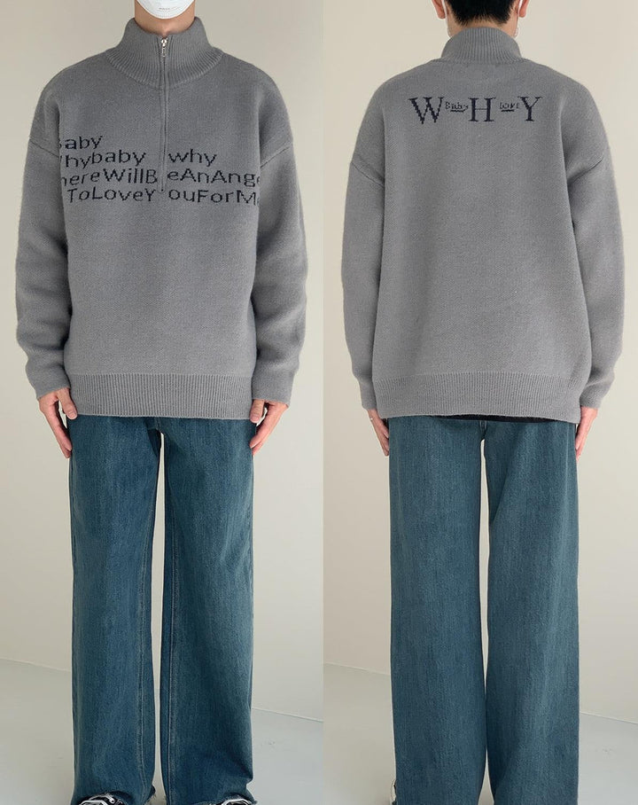 Thick Stand Collar Half-Zip Sweater