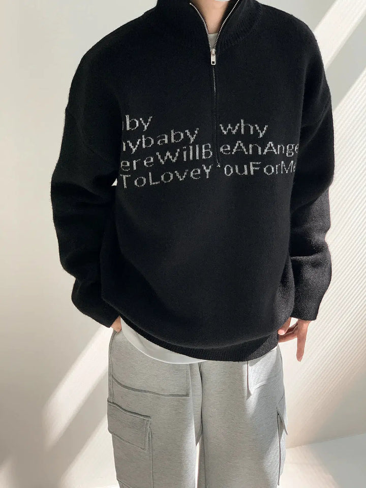 Thick Stand Collar Half-Zip Sweater