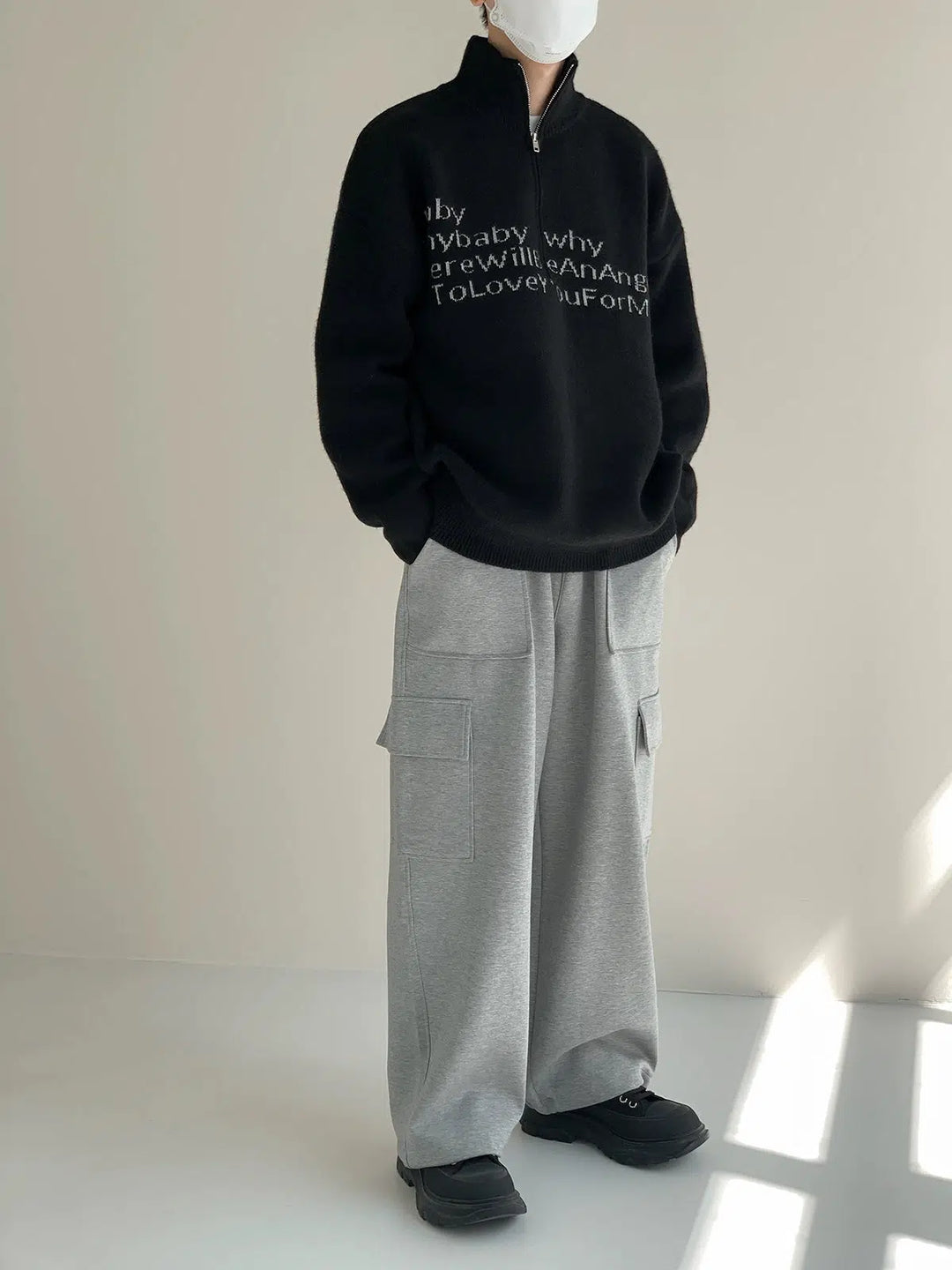 Thick Stand Collar Half-Zip Sweater