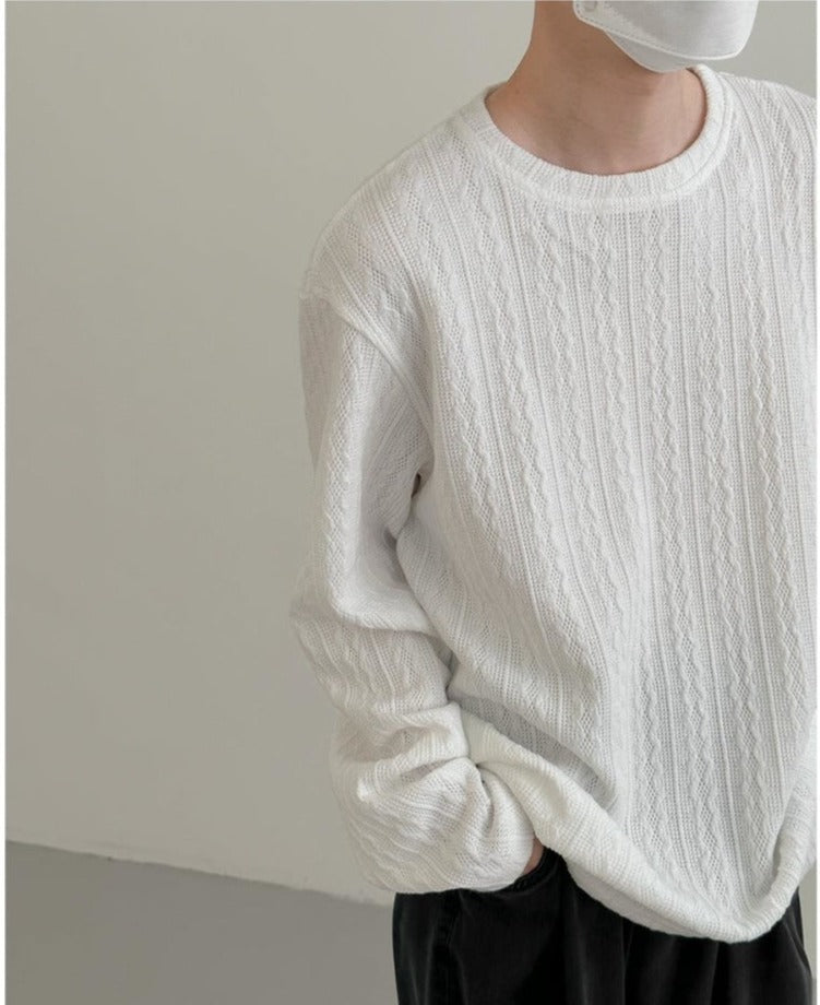Thickened Round Neck Striped Bottoming Shirt