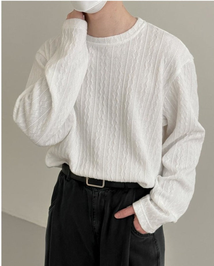 Thickened Round Neck Striped Bottoming Shirt