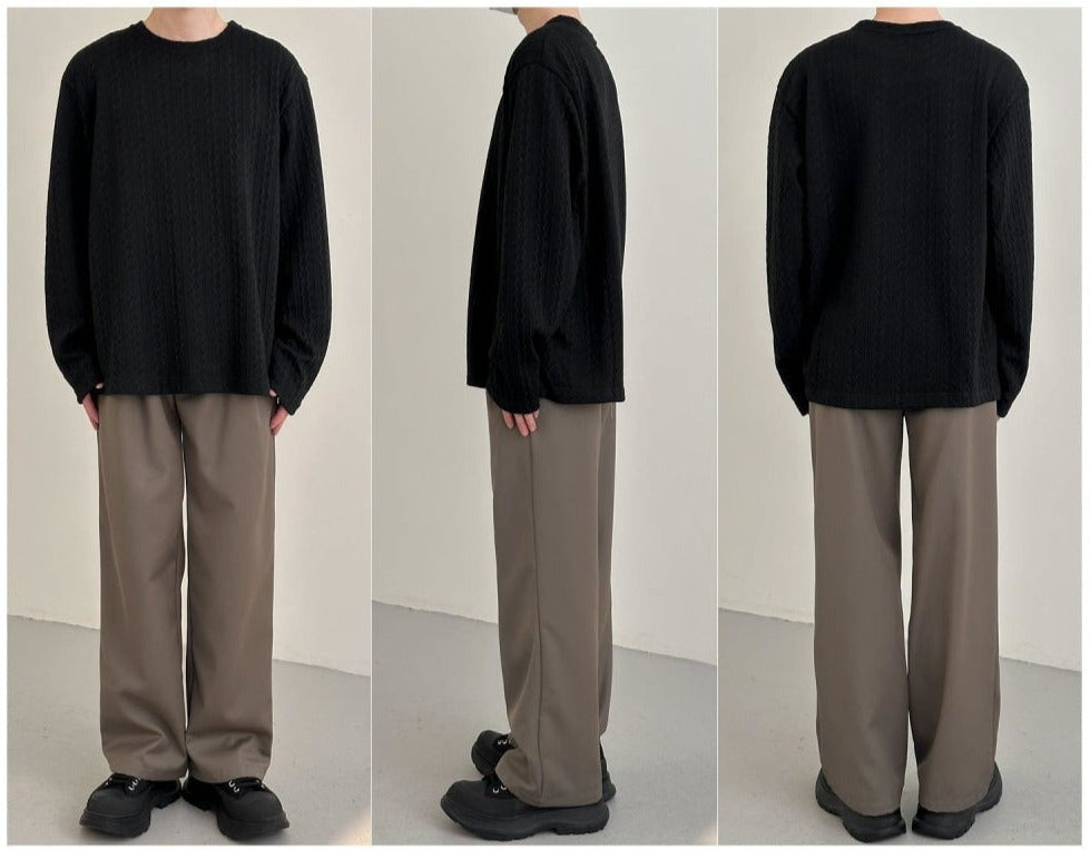 Thickened Round Neck Striped Bottoming Shirt