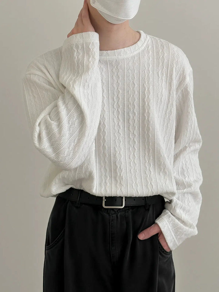 Thickened Round Neck Striped Bottoming Shirt