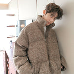 Thickened Textured Stand Collar Zipper Jacket