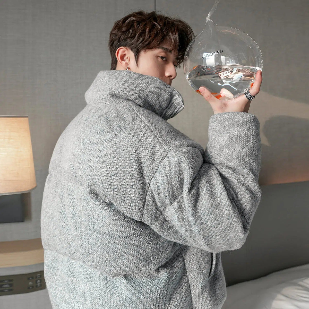 Thickened Textured Stand Collar Zipper Jacket